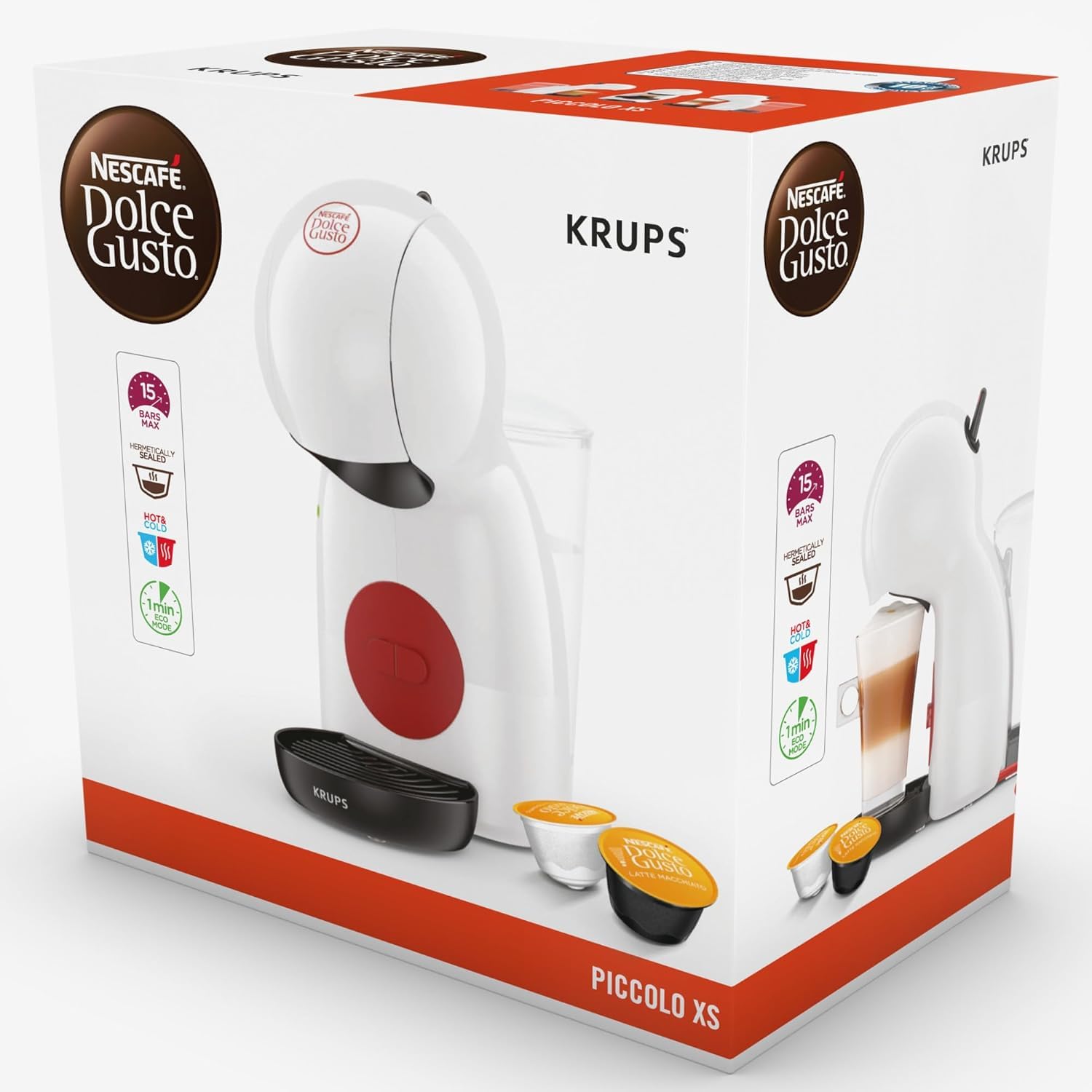 NESCAFÉ Dolce Gusto KP1A3A Piccolo XS Machine à café à dosettes de Krups, ultra compacte, expresso haute pression, pression de 15 bars pour un expresso parfait, polyvalent et facile à utiliser