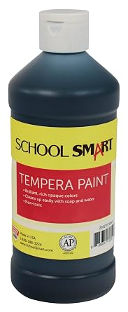 School Smart Tempera Paint, Black, 1 Pint Bottle