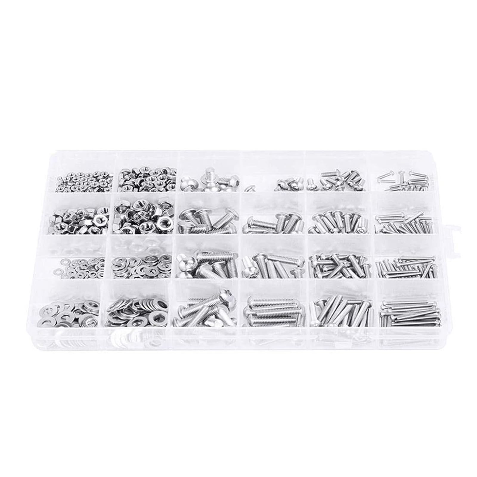 880 Pcs M2 M3 M4 M5 Stainless Steel Hex Socket Round Head Screws, Bolts and Nuts Kit, Metric Fasteners Assortment for Assembly and Repair