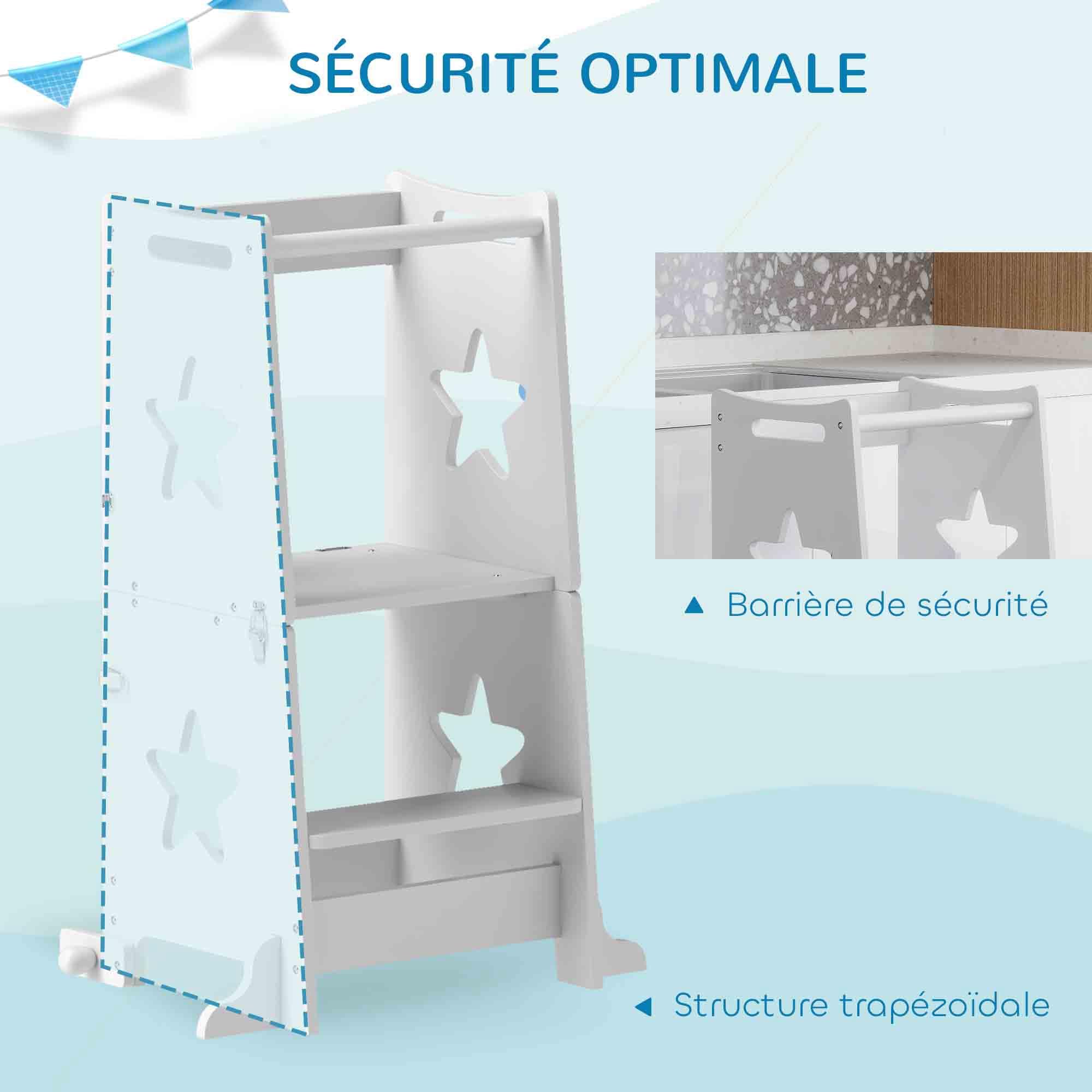 AIYAPLAY Tour d'observation Enfant Tour d'apprentissage Enfant Structure trapézoïdale Design 2 en 1 pour Enfant 3-6 Ans Blanc