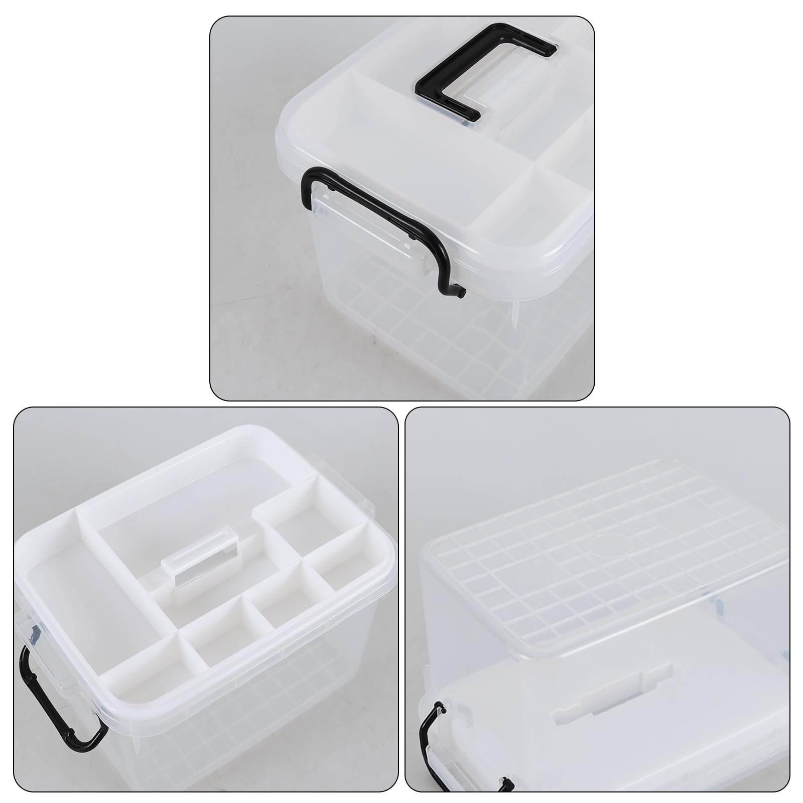 Boîte de premiers secours en plastique transparent avec compartiment amovible