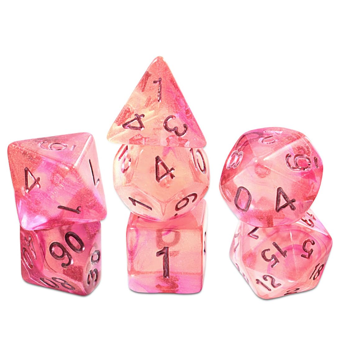 Set de 7 Dados Poliédricos (rosa)