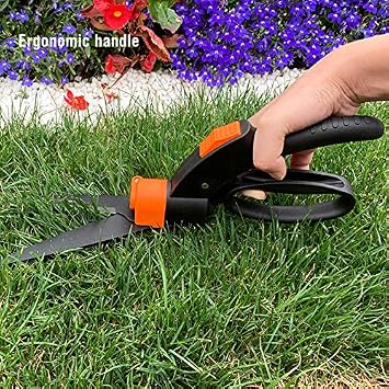 Edward Tools Swivel Hedge Shears with 360 Degree Rotation - Harden Stainless Steel Blade Lawn Scissors - Easy Edging - Ergo Grip Handle with Safety Lock