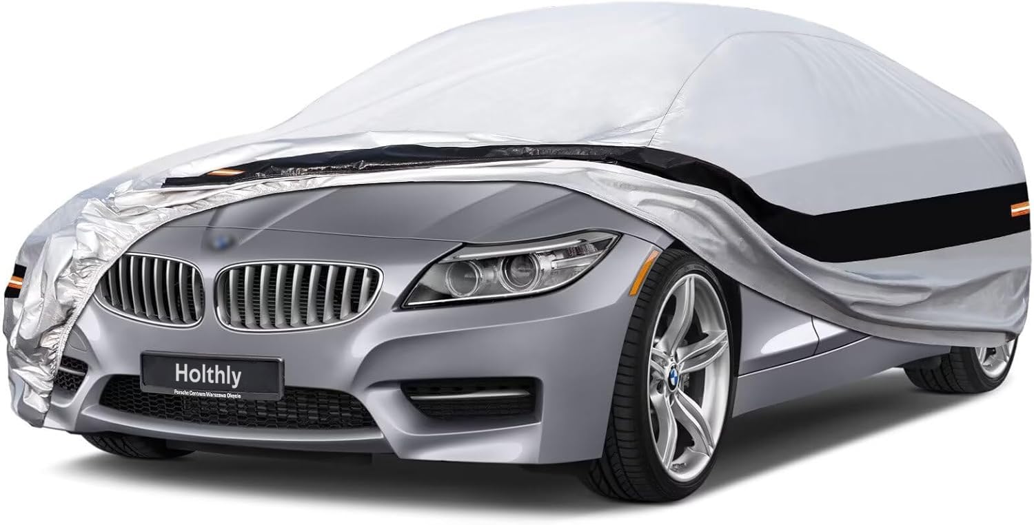 Holthly 10 Layers Car Cover Custom Fit for BMW Z4 E85, E89, G29 (2009-2025), Waterproof All Weather for Automobiles, Outdoor Full Cover Sun Dust Rain Protection with Cotton. Silver