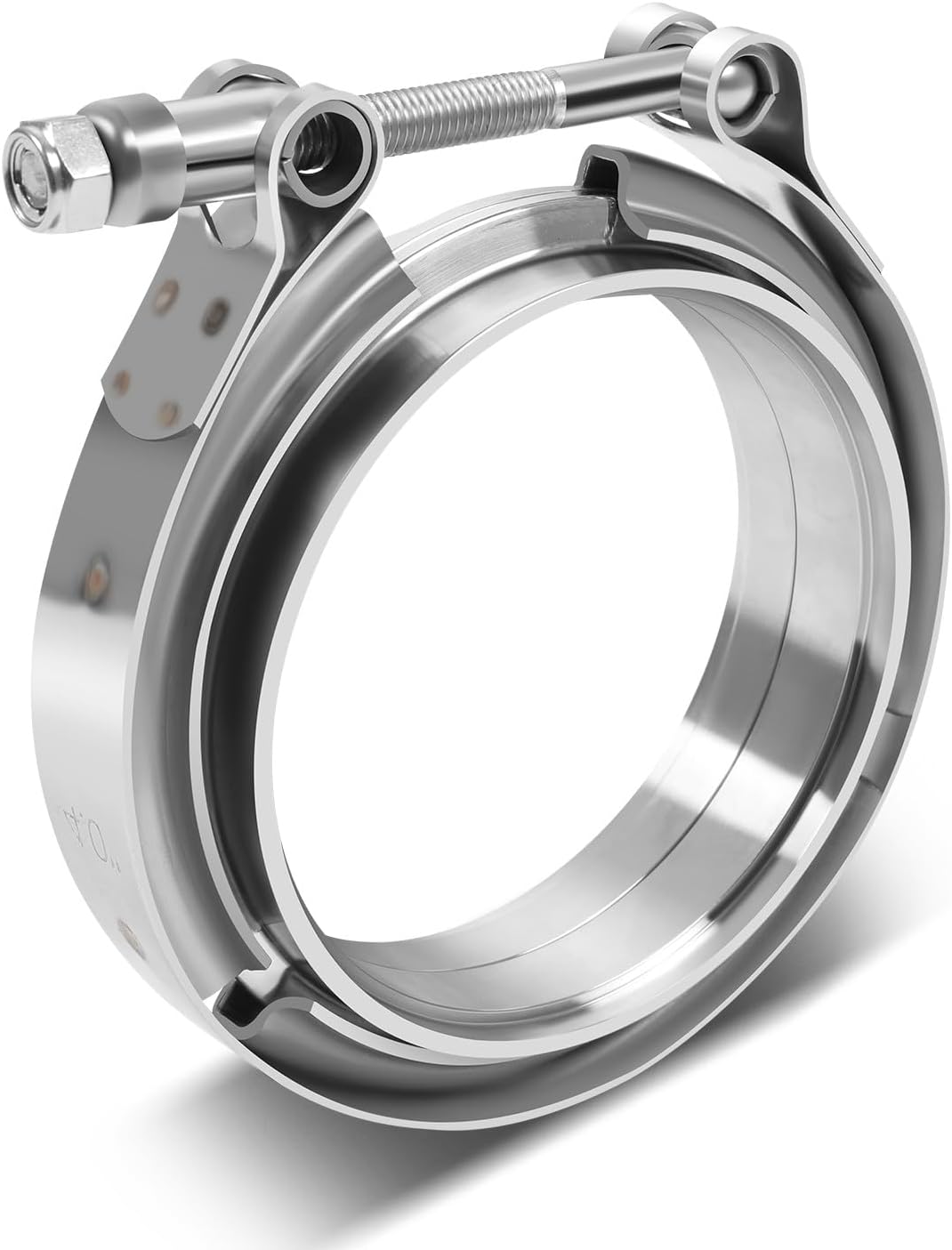 DNA MOTORING 1Pc 4" Zinc-Coated Stainless Steel V-Band Clamp with Aluminum Flange Male Female For Turbo, Downpipes, Exhaust Systems, VCF-4-T2