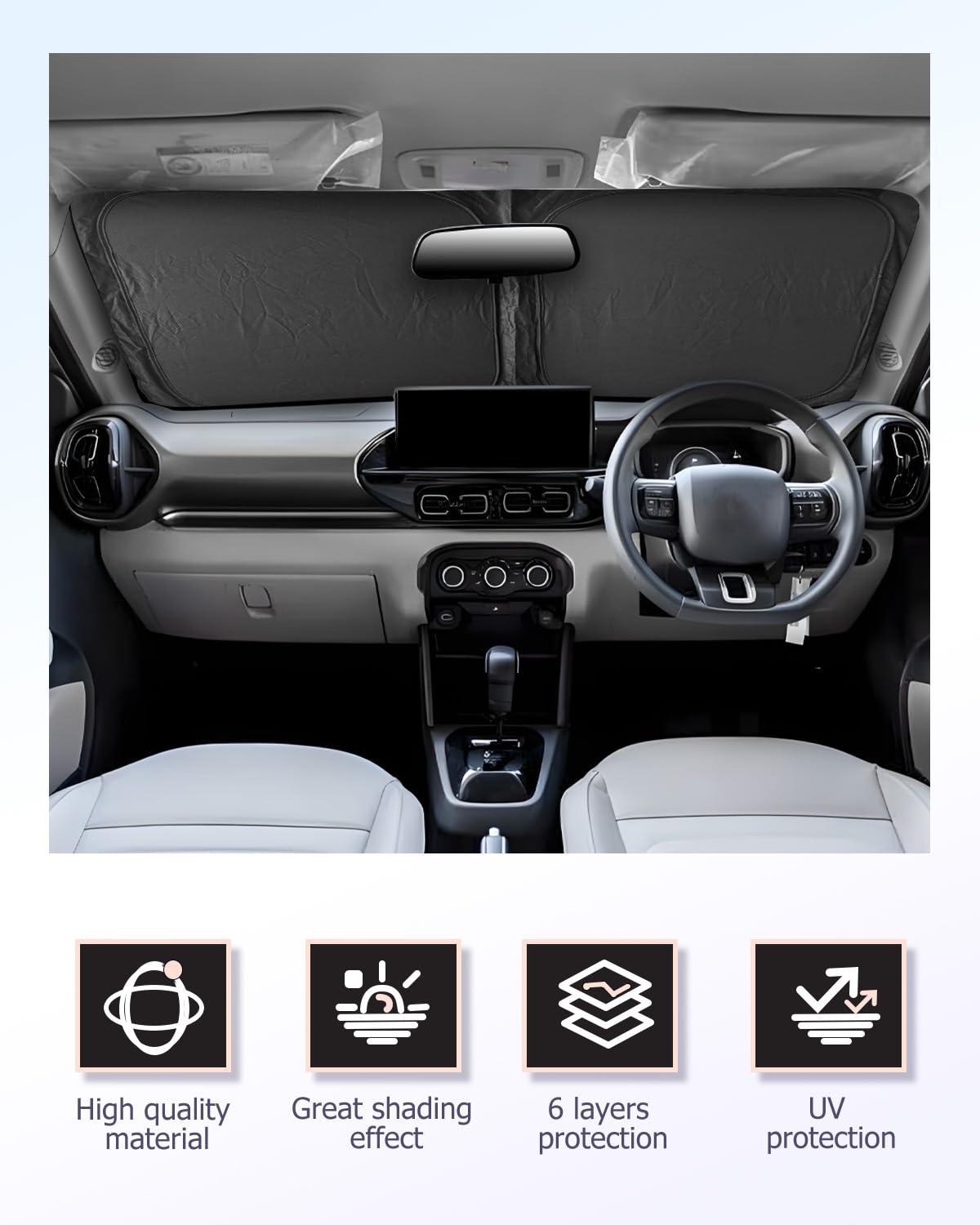 LUWU Compatible con Citroen C3 Aircross 2017-2024 Parasol Coche Plegable Parabrisas Interior Parasol Parabrisas Parasol Delantero Protección UV Protección contra el Calor Accesorios C3 Aircross