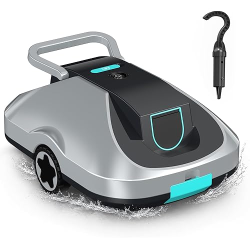 Robotic Pool Cleaner, Cordless Pool Vacuum for Above Ground & Inground Pools, 200mins Runtime Automatic Pool Vacuum Robot for Leaves & Dirt, Powerful Suction up to 2500 sq.ft, Self Parking-Teal