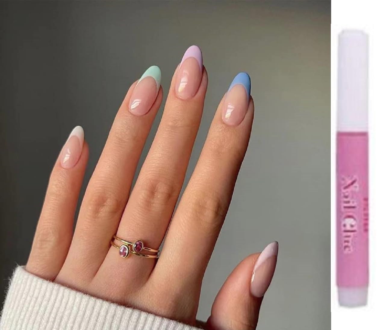 VIKSON INTERNATIONAL 24 Pcs press on Multicolor pink sky blue yellow purple white || UV gel Glossy finish abstract || press on fake Artificial Reusable Nail extension set || With 2gm strong Nail Glue & Nails Apply kit For Girls women. (MULTICOLOR LONG)-image-30