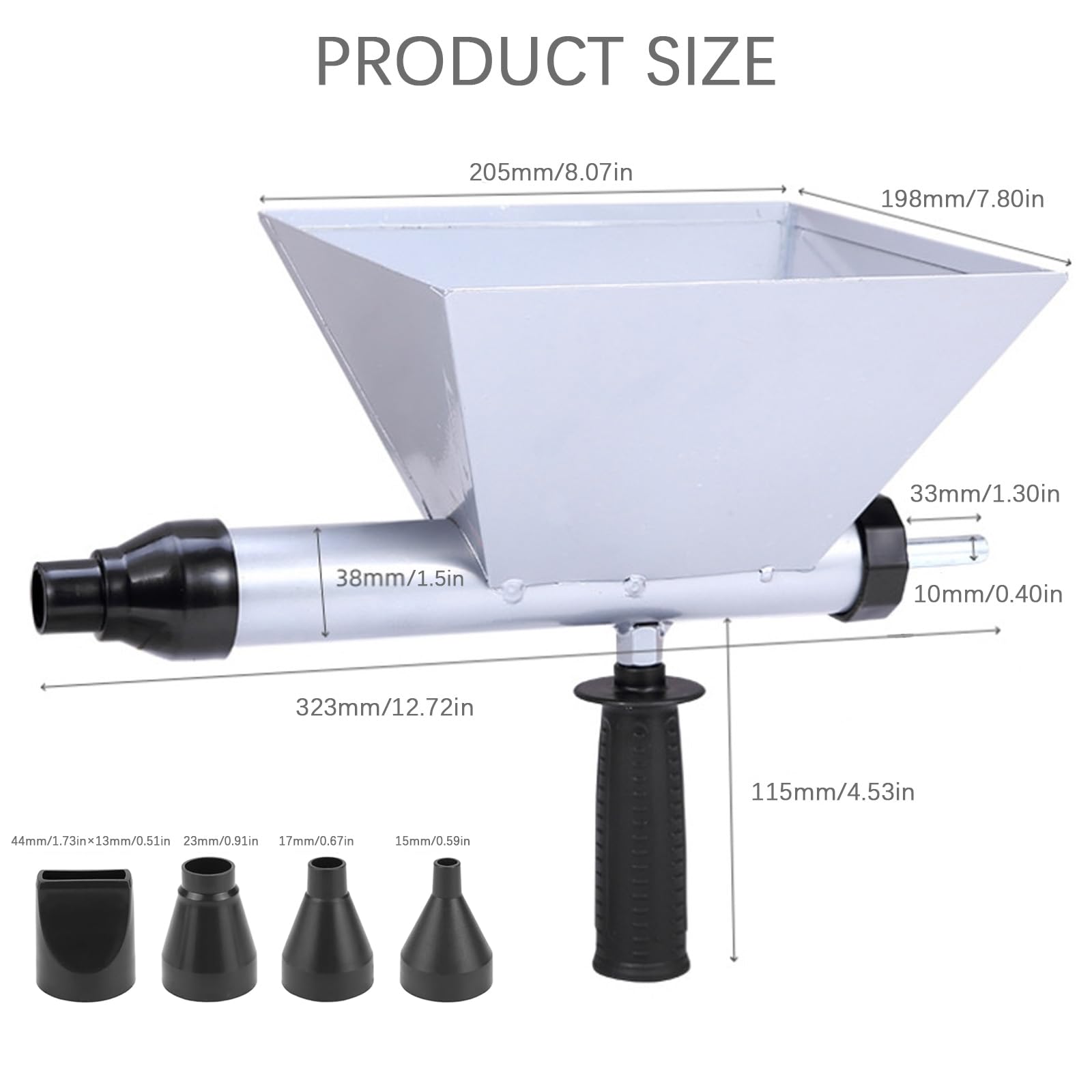 Mortar Grout Gun, Large Size Metal Mortar Gun for Pointing Cement Caulking Gun with 4 Nozzles for Electric Drills - Image 2