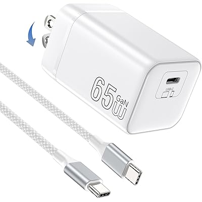 PD 65W 急速充電器 type-c【GaN II採用】2M Type-C ケーブル付きタイプC 携帯充電器 1ポート スマホ充電器 最軽量/超小型 折りたた …