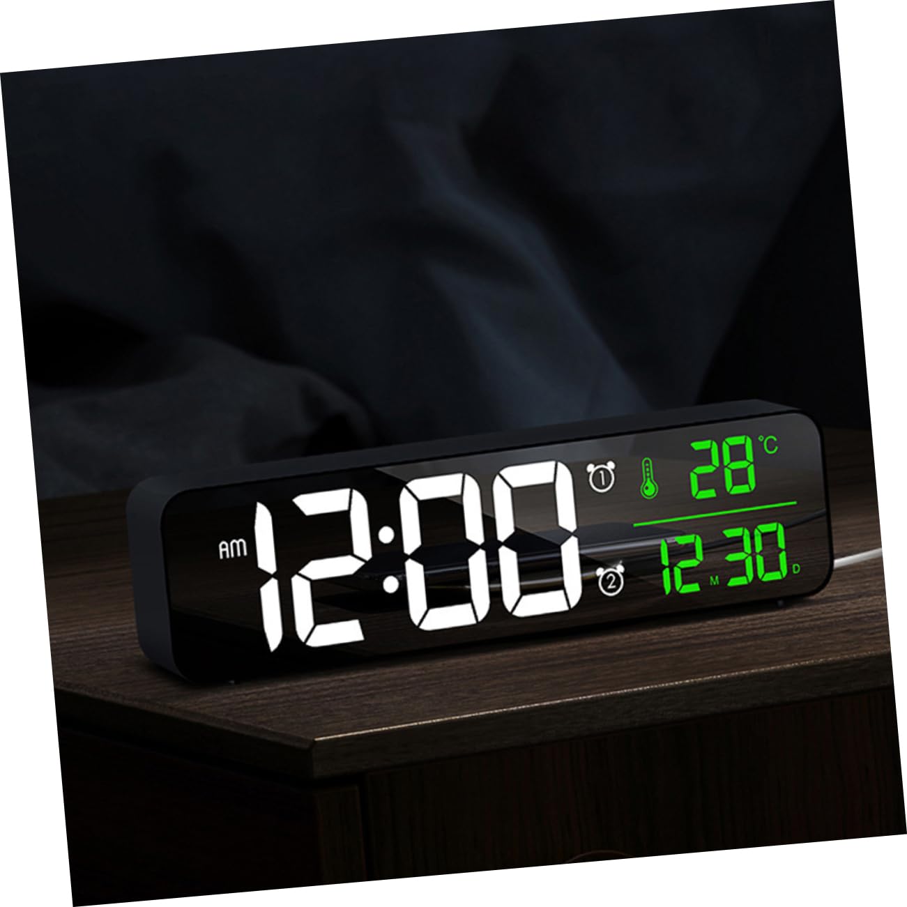 Ipetboom Reloj Despertador Digital LED Blanco Fecha y Temperatura