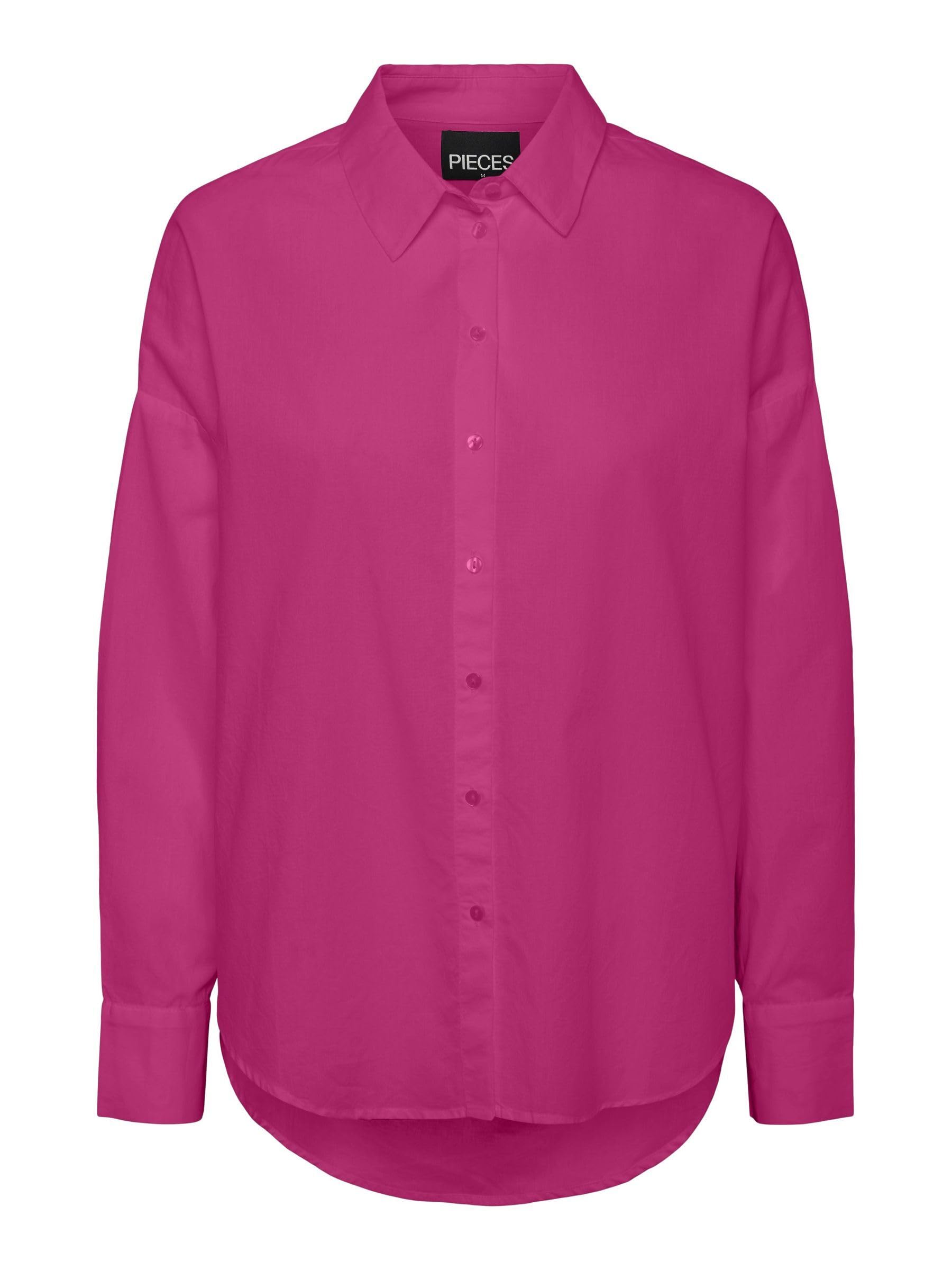 PIECES Women's Pctanne LS Loose Shirt Noos Shirt/Blouse, Beetroot Purple, S
