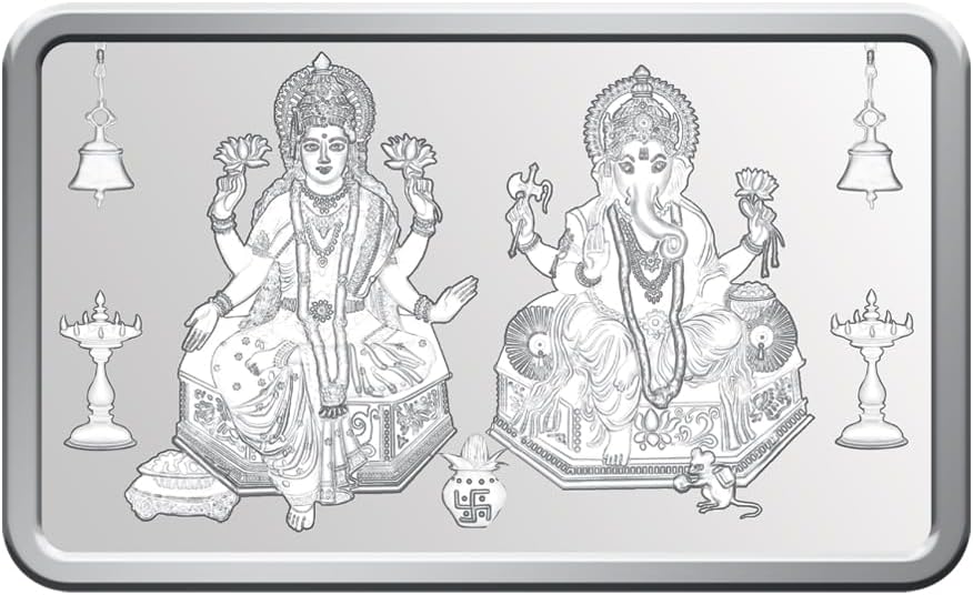 Kundan 100g (999.9) Lakshmi & Ganesh Silver Bar