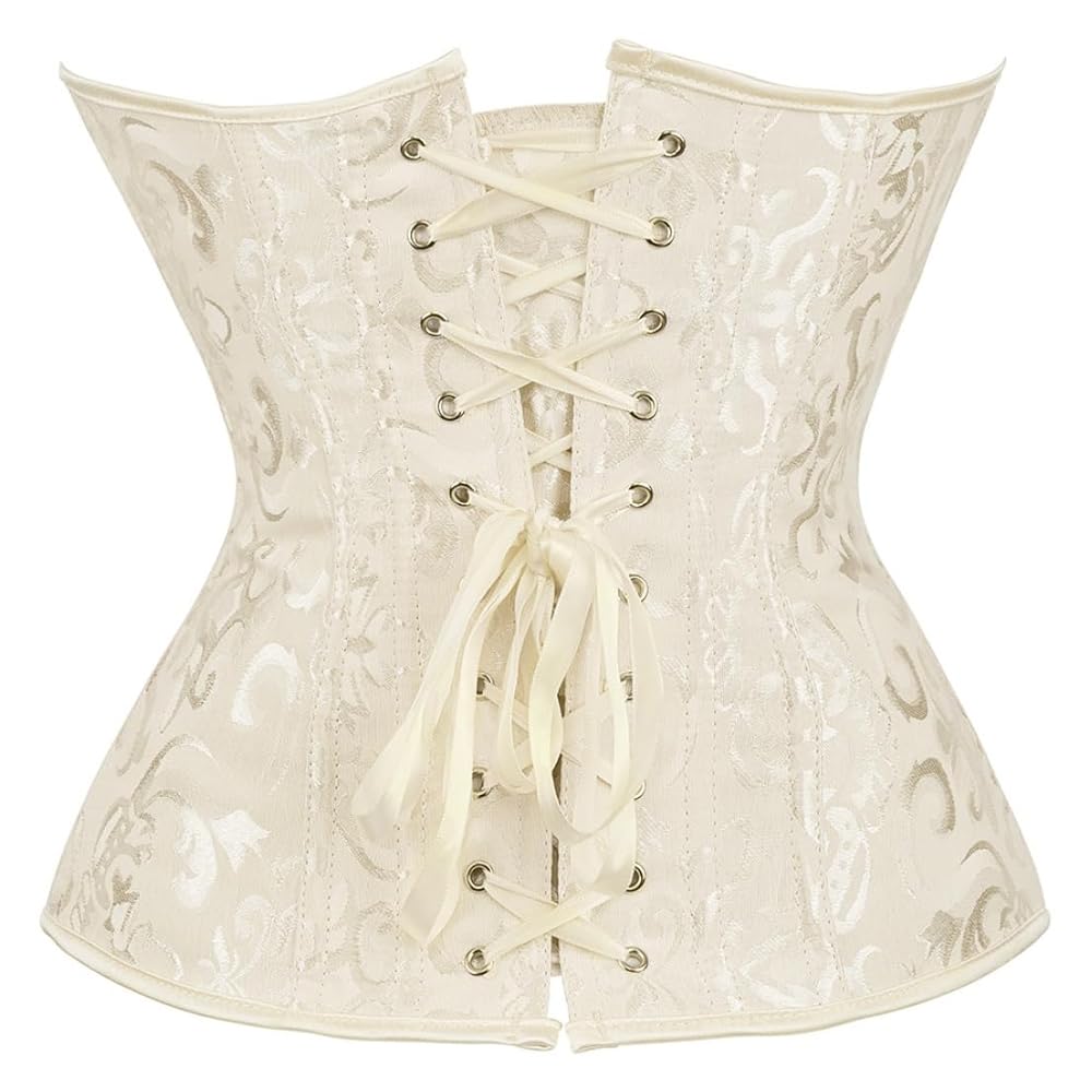 lace up layered corset（white,F） Amazon.com: frawirshau Corset Tops for Women Overbust Corset