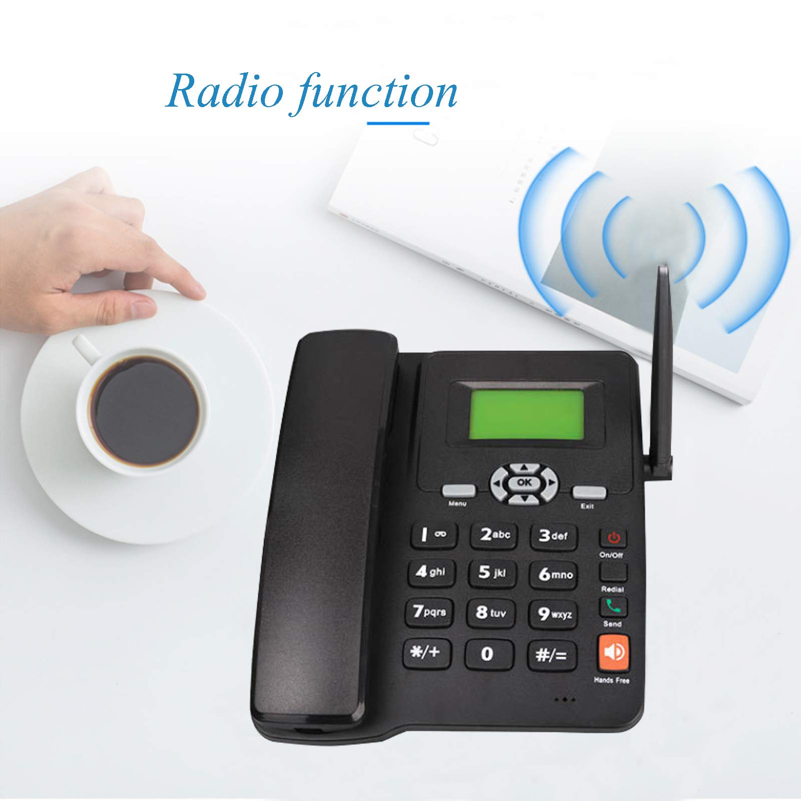 Teléfono de sobremesa clásico de botones grandes, Teléfono fijo con tarjeta SIM inalámbrica GSM, teléfono de escritorio clásico GSM cuatribanda con pantalla de identificación de llamadas, for negocios