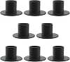 MOUYAT 8 Pcs Black Candle Holders, Cylindrical Candlestick Pillar Holder, Vintage Iron Candle Sticks Holders for Home Party Wedding Valentine Christmas Decoration, 2cm