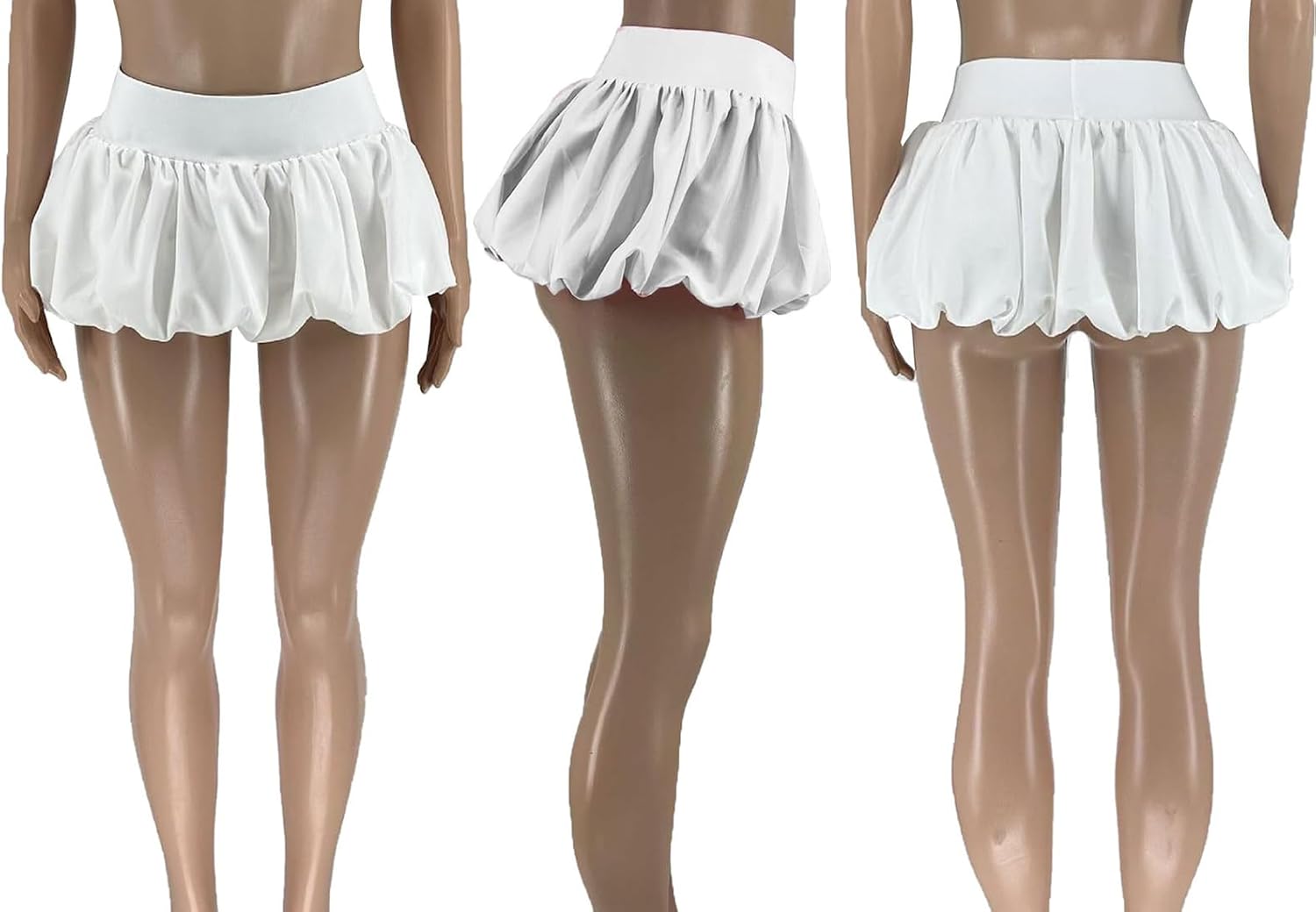 Y2k Bubble Mini Skirt for Women Pleated Ruffle Skirts High Waist Puffy Flared Balloon A Line Short Skort