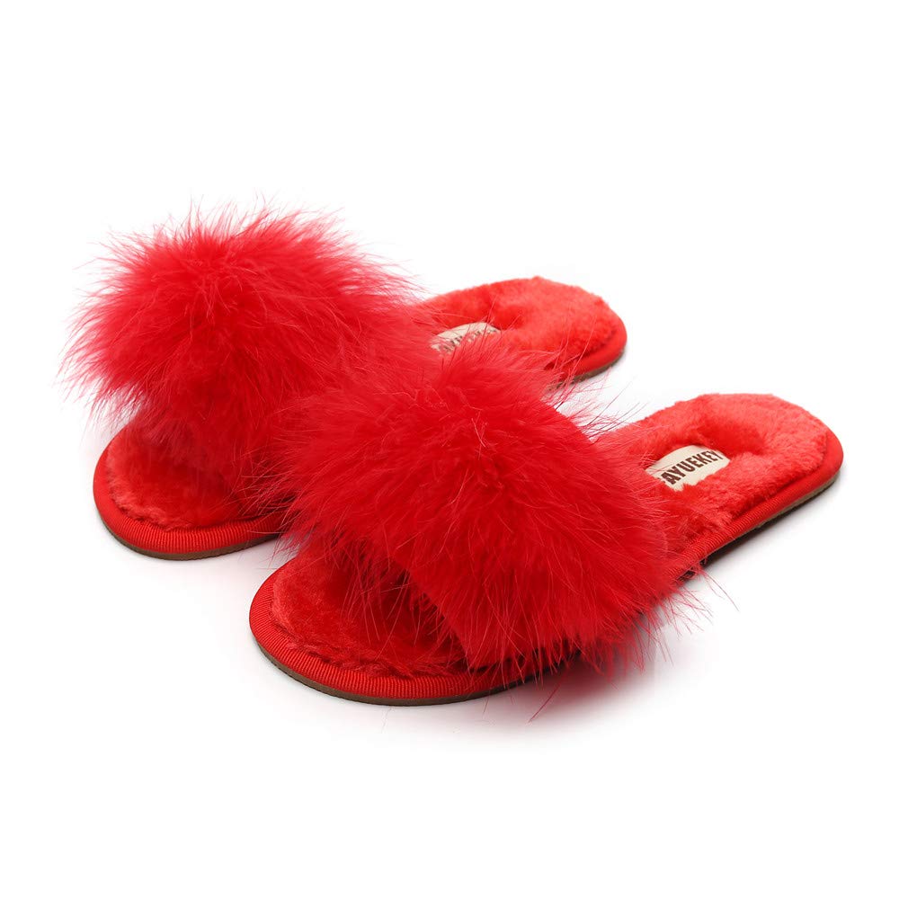FAYUEKEY Fuzzy Slippers for Women Fluffy Furry House Bedroom Shoes
