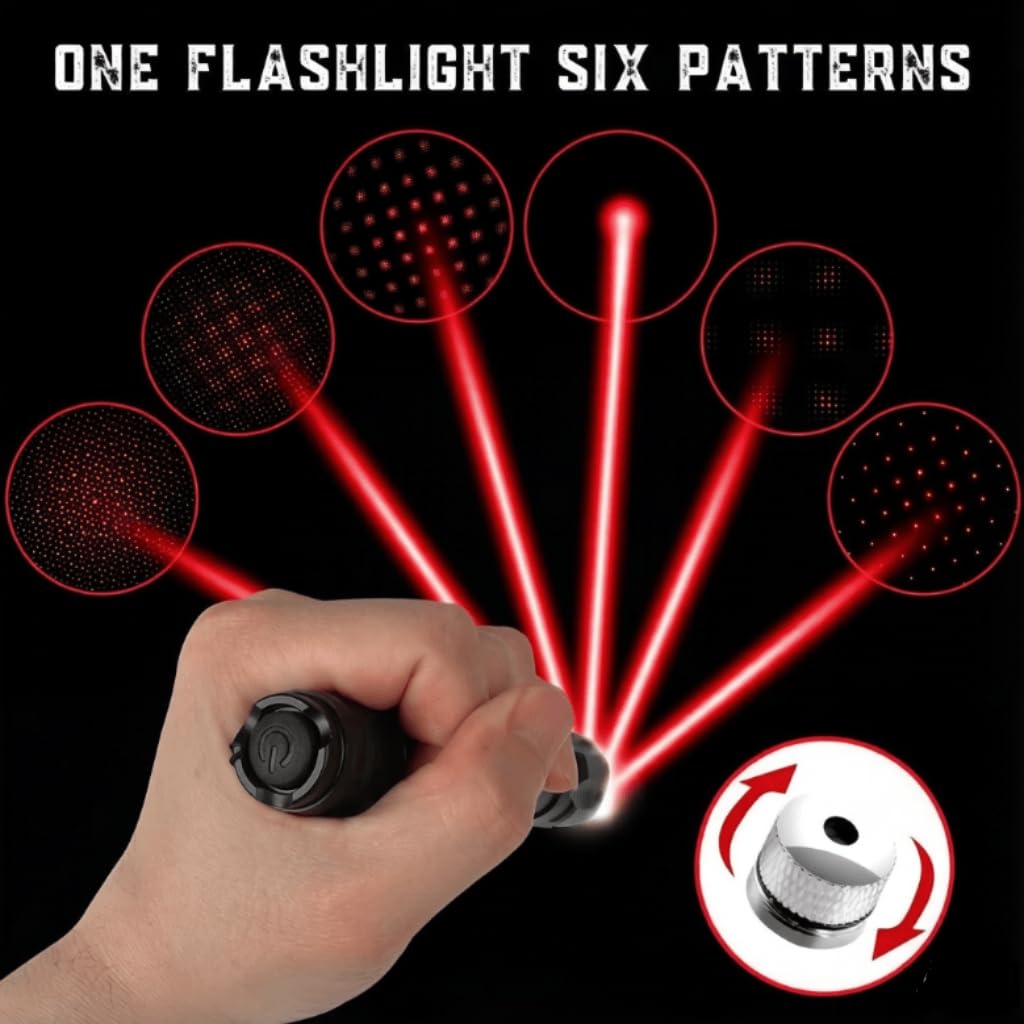 4000 Ultra-High Lumens Iaser P0lNTER with Rechargeable Set - Aluminum Alloy with 5 Modes for Outdoor and Emergency Use (Red) — view 4