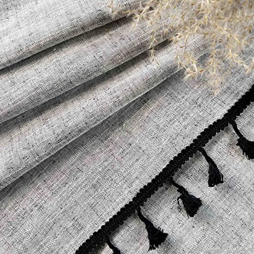 2 Pack Boho Tassel Kitchen Valances For Windows Modern Farmhouse Cotton Linen Valance Curtains Topper Country Rustic Bathroom Small Window Treatment Bohemian Decor (55X15 Inch, Grey) #TOP2