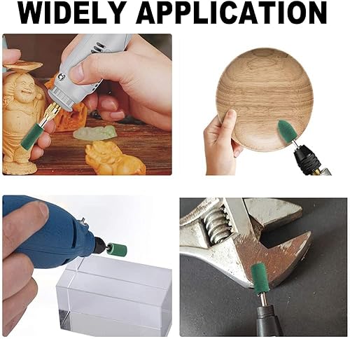 Miniatura 6 de Auniwaig Brocas de pulido de goma de 0.157 in con forma de bala, taladro eléctrico, accesorios de herramientas rotativas mandril de 0.118 in 15