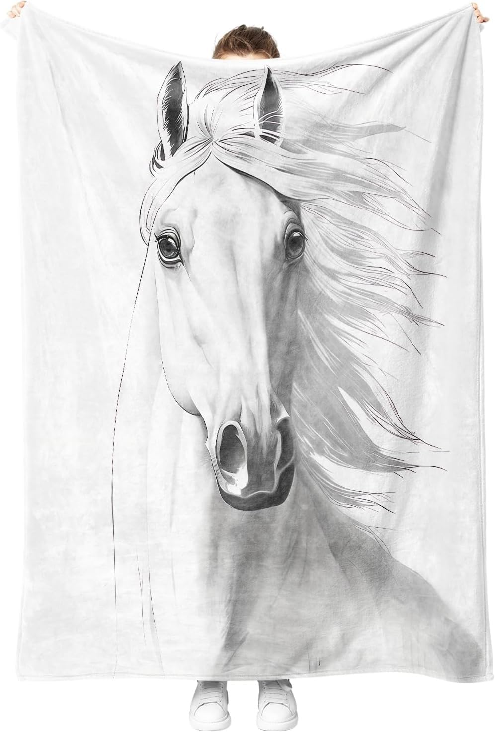 Biały kocyk w stylu literackim Minimalistyczny koc polarowy Flanelowa mikrofibra 220 x 240 cm, lekki, miękki, ciepły i wygodny, odpowiedni do sypialni i salonu
