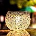 Solar Mosaic Glass Table Lights - Voona 2 Pack Waterproof Warm White LED Silver Night Lights Table Lamps for Outdoor Garden Indoor Decoration (Silver)