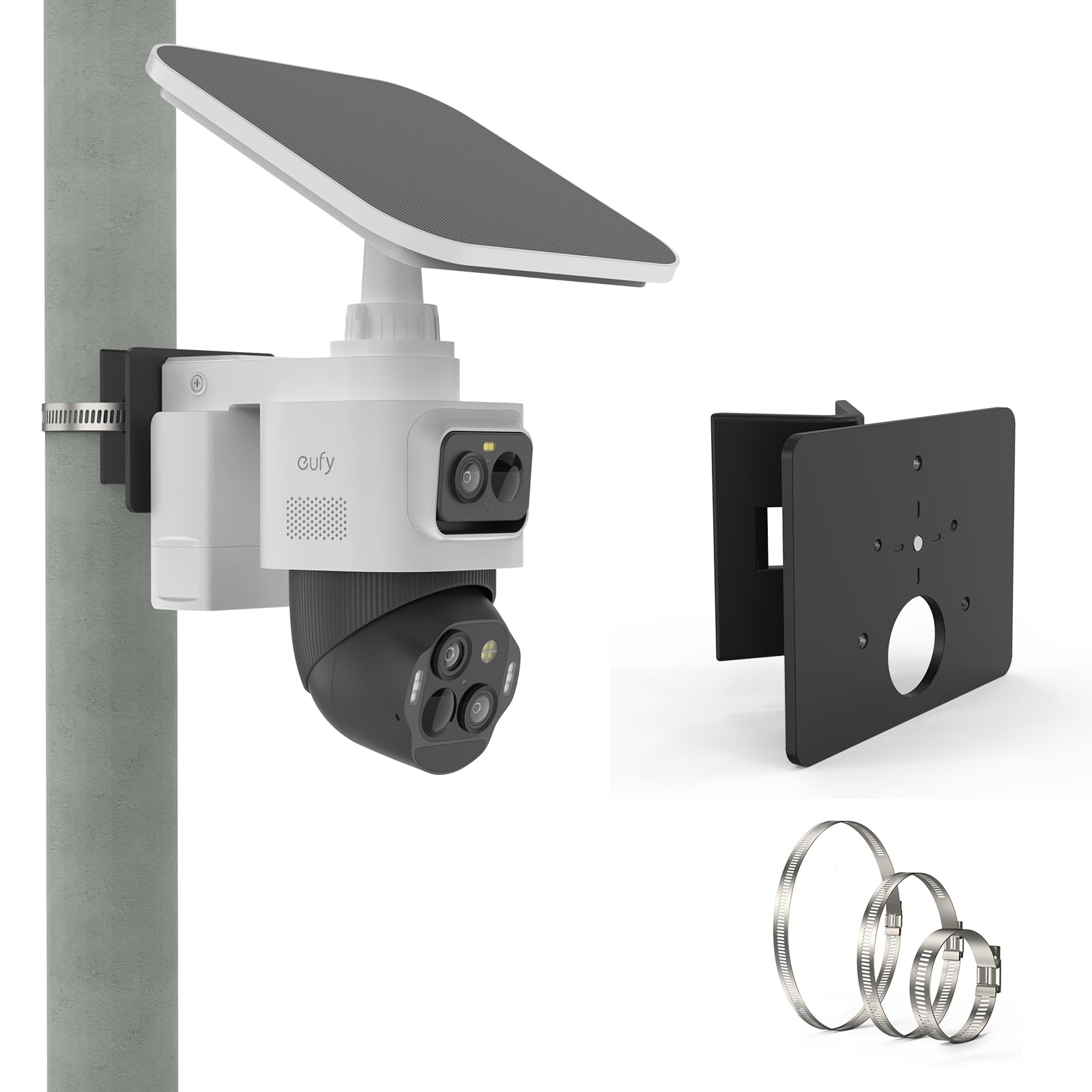 TIUIHU Pole Mount Brackets for eufy Security eufyCam S4 & eufy Security PoE NVR CCTV Camera Systems S4/S4 Max/E40, Aluminium Adjustable Vertical Pole Mount for Bullet Camera, Black