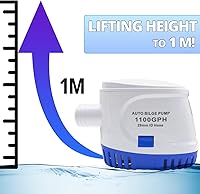 Vista 3 de Bomba de sentina automática para barco con interruptor de flotador, 12 V, 1100 GPH de bajo ruido, bombas de sentina automáticas de alta eficiencia