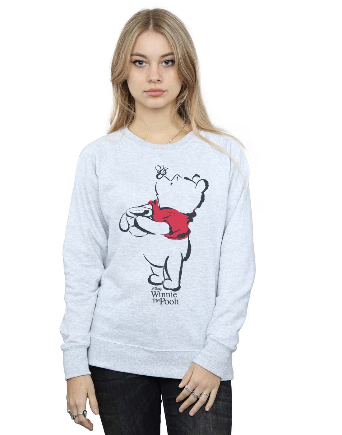 Disney Women's Winnie The Pooh Drawing Sweatshirt Sport Grey Large