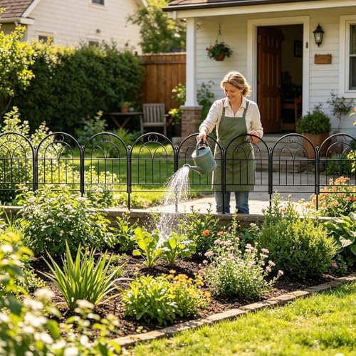 Valla arqueada de exterior resistente para delimitar macizos y proteger plantas, 10 paneles 4