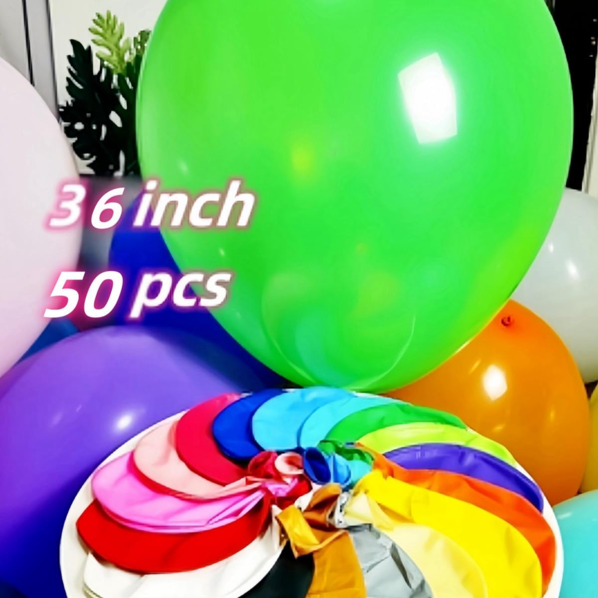 50 Pack Giant Balloons 36 Inch 17 Kinds Colors Latex Colorful Party Big Balloon Bulk for Various Party Events Decorations