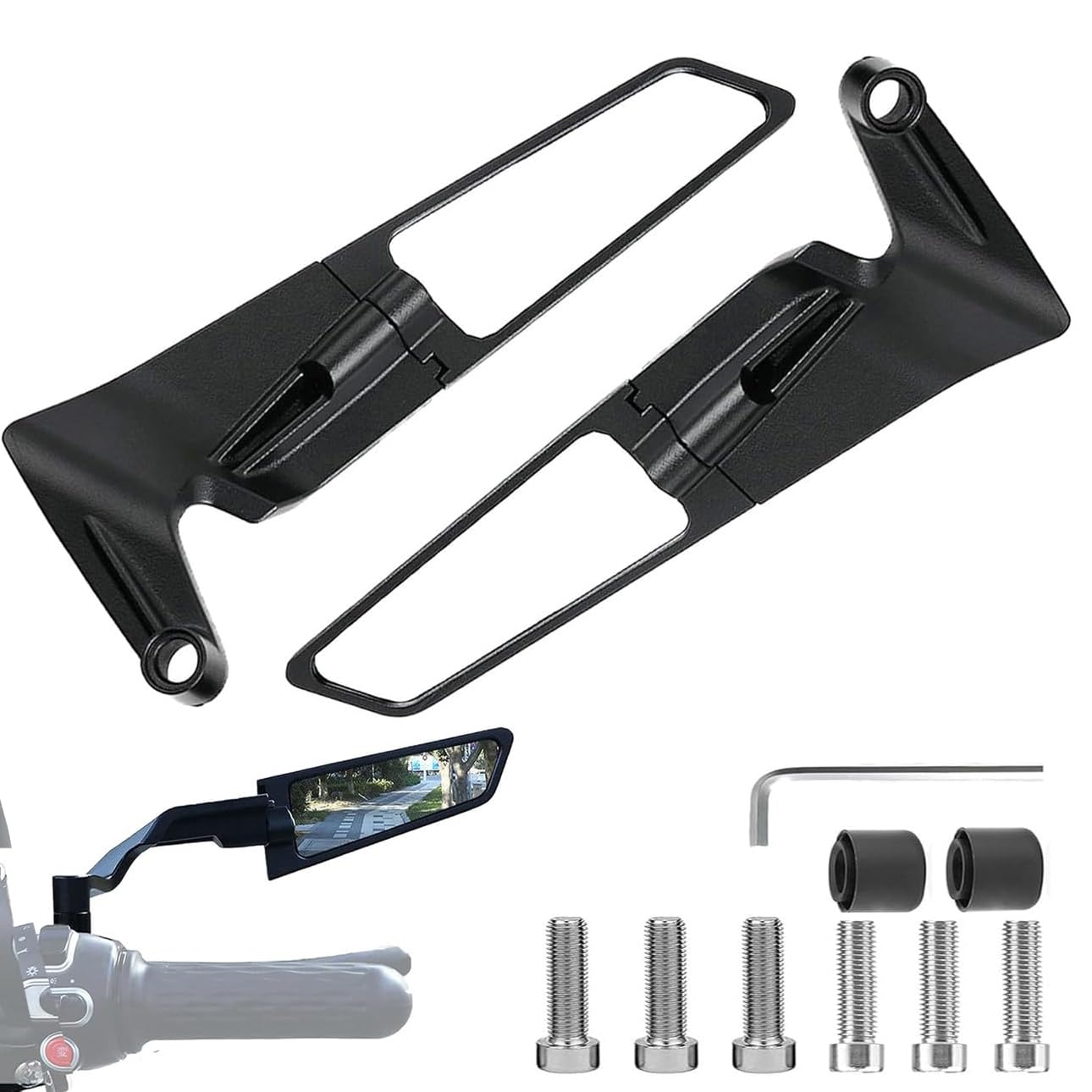 Motorcycle Mirrors for Triumph Thruxton 1200 2016-2025, 360° Rotatable Motorbike Side Mirrors HD Rearview Mirror Handlebar Wing Mirrors Scooter Accessories,S