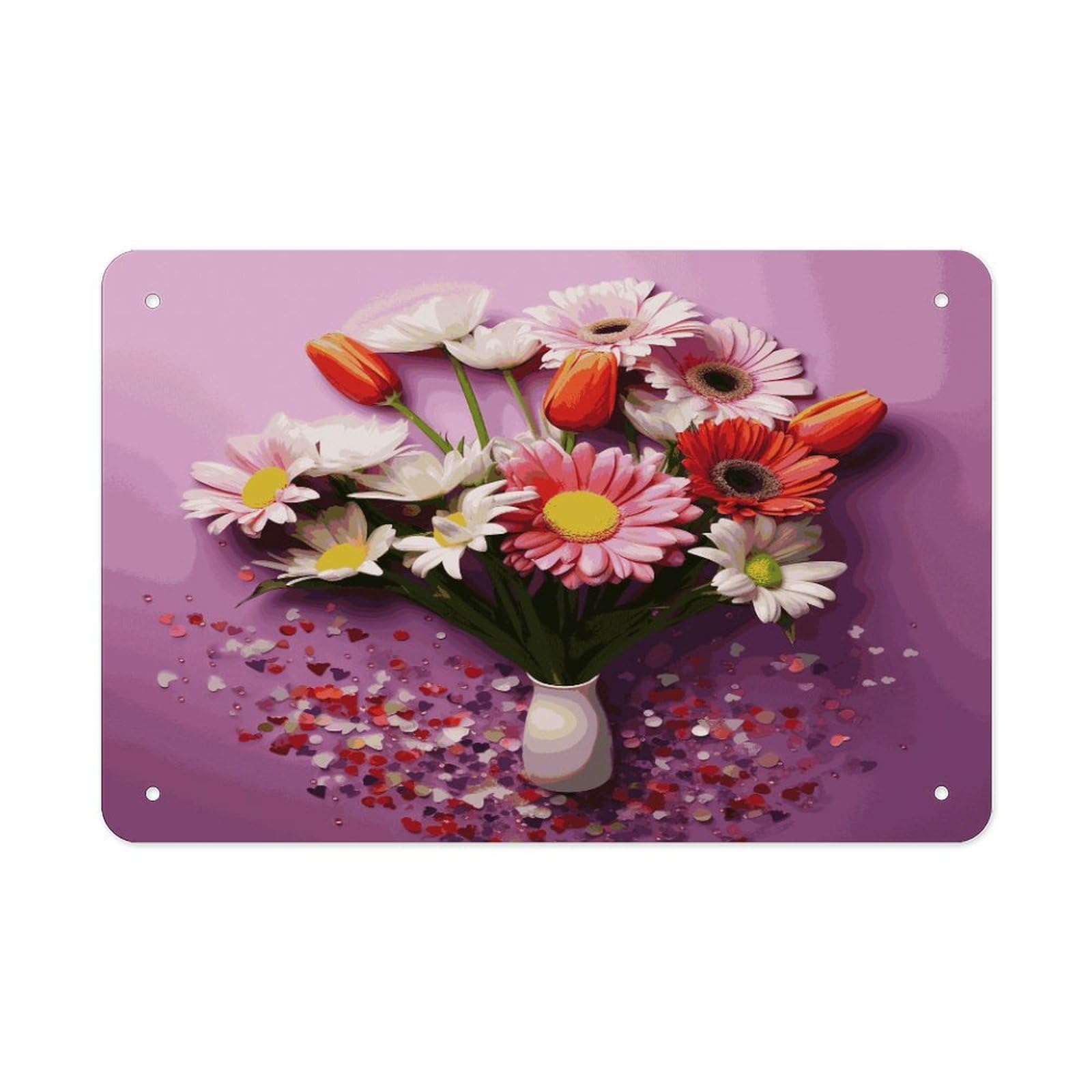 Fekiloot Style Fresh Flowers Metal Signs Wall Art Tin Sign