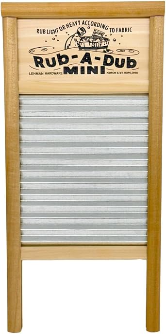 Lehmans Galvanized Steel Manual Washboard, Rub-A-Dub, Wavy, V Crimp, for Function, Decor, or Music, Small 18 in x 8.5 inches