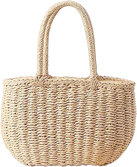Amazon Co Jp シンプル ナチュラル ペーパー ストロー かごバック カゴバッグ 2カラー ベージュ シューズ バッグ