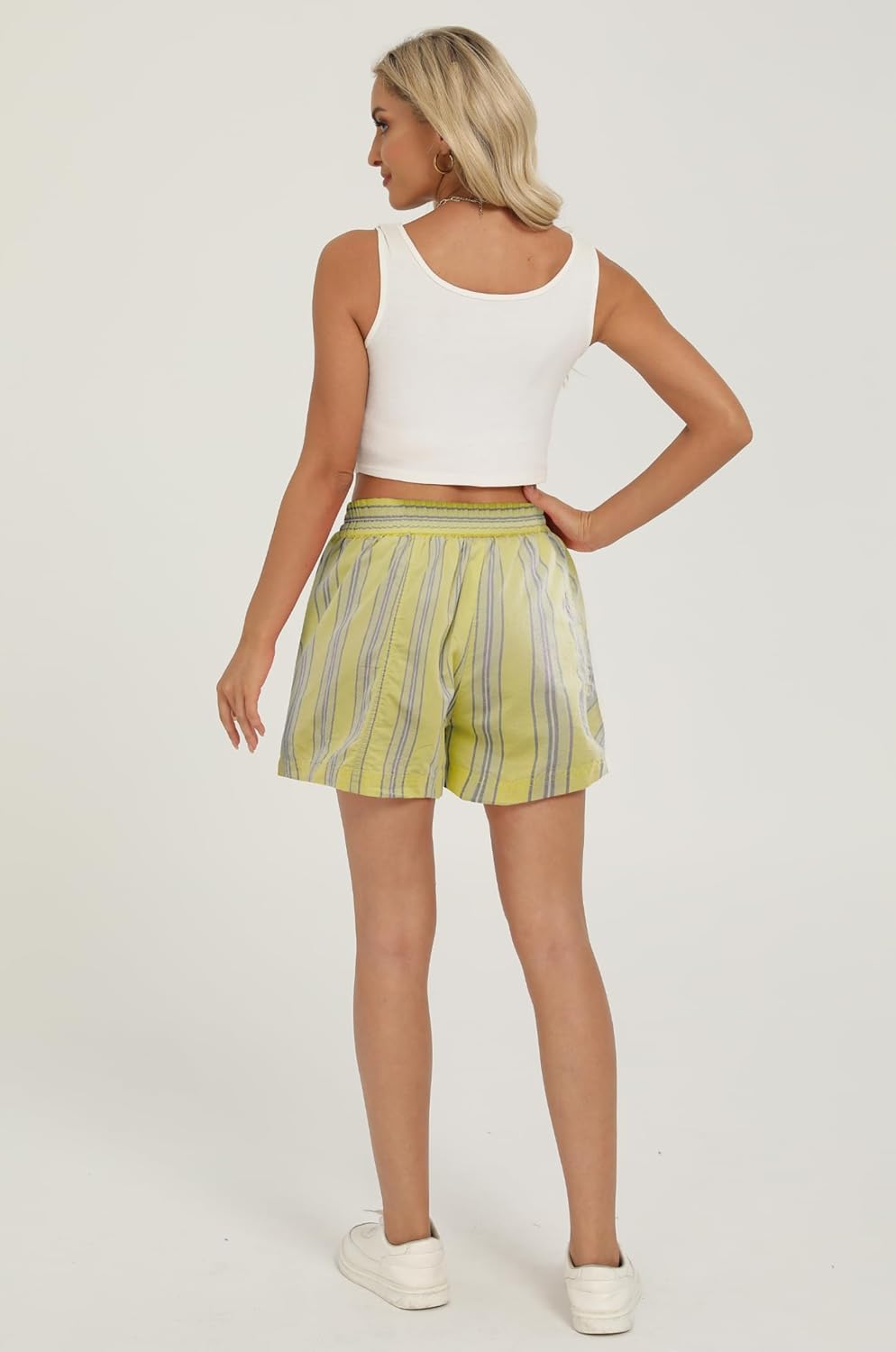 FaroDor Women's Lounge Gingham Shorts Striped Print Pajama Bottoms Boxer Shorts Sleepwear - Image 5