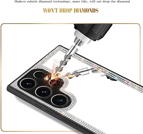Miniatura 4 de Cavdycidy Funda compatible con Samsung Galaxy S22 Ultra Mirror con diamante, funda de teléfono de acrílico brillante que se puede utilizar para