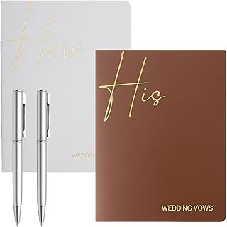 Wedding Vow Cards His and Hers, Gold Foil Lettering and Lined Pages with Pens, Elegant Wedding Registry Giving for Bride and Groom Ceremony Essential with Ivory and Terracotta Covers