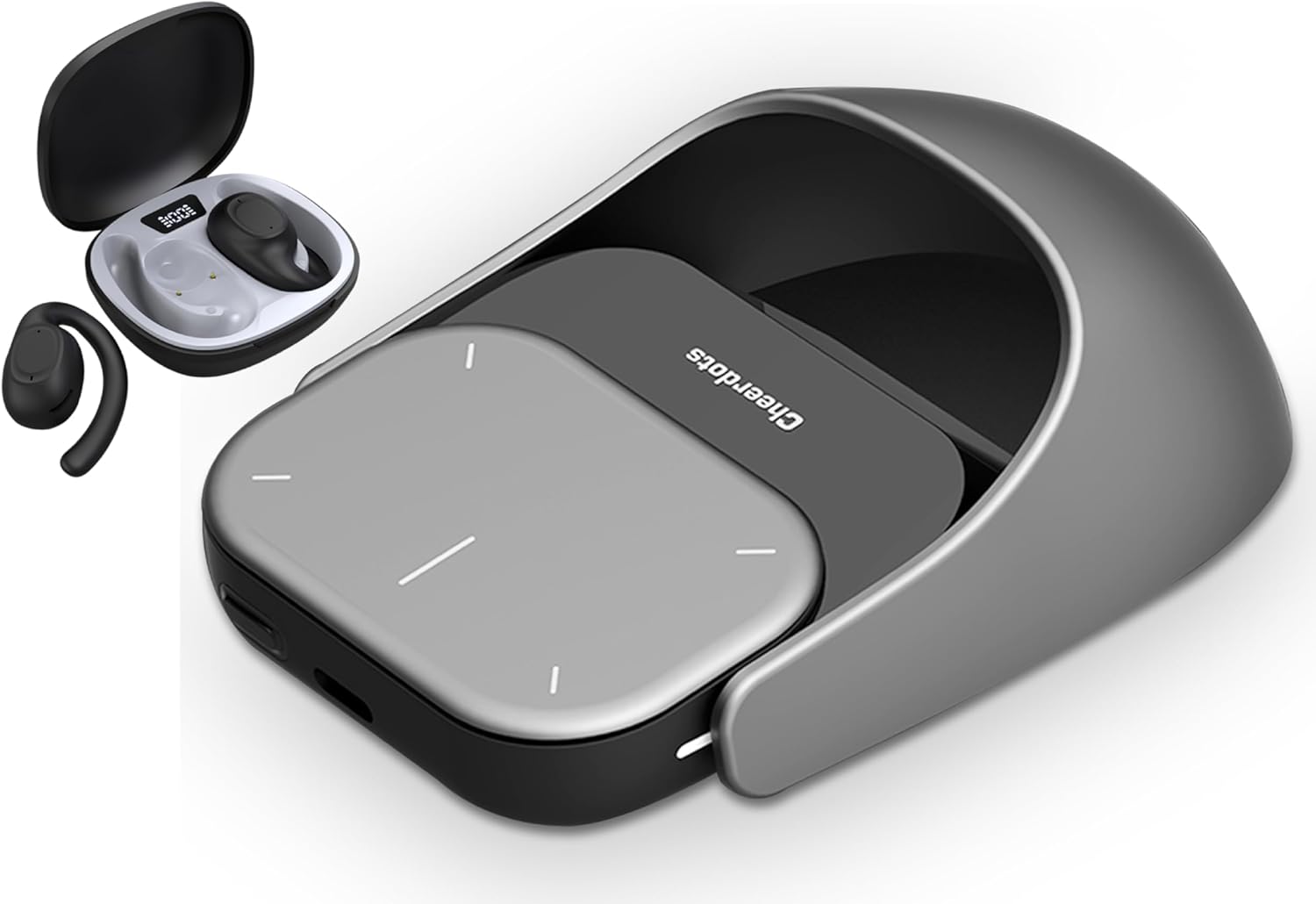 AI Mouse with Earbuds - Bluetooth ChatGPT Mouse with Voice Recording & Summarize by AI, Detachable Presenter Presentation Pointers Remote with Laser, Compatible with PC/Mac/Laptop