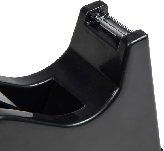 Desktop Tape Dispenser Adhesive Roll Holder (Fits 1 & 3 Core) with Weighted Nonskid Base (2P-Black)