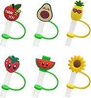 Vista 10 de 6 fundas de pajilla, cubiertas de silicona para pajilla, tapas de paja para vasos, tapones de paja portátiles a prueba de polvo para popotes de 7 a