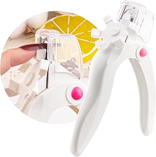 White Acrylic Nail Clipper, Dial Clippers with Sizer, Adjustable Nail Tip Cutter with Length Measurement, Stainless Steel Acrylic Nail Tips Trimmer for Fake False Nail Art Manicure Home DIY by GA&EN