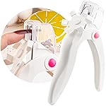 White Acrylic Nail Clipper, Dial Clippers with Sizer, Adjustable Nail Tip Cutter with Length Measurement, Stainless Steel Acrylic Nail Tips Trimmer for Fake False Nail Art Manicure Home DIY by GA&EN