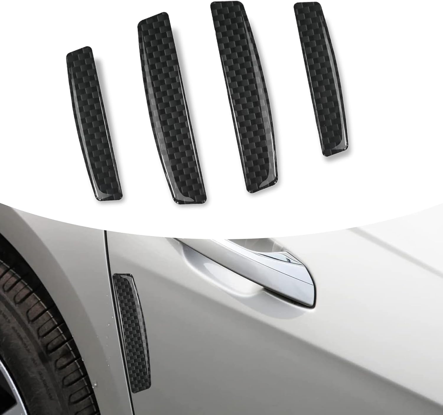 ZKFAR Pack4 Car Side Door Edge Guards Protector, Carbon Fiber Car Door Edge Guards