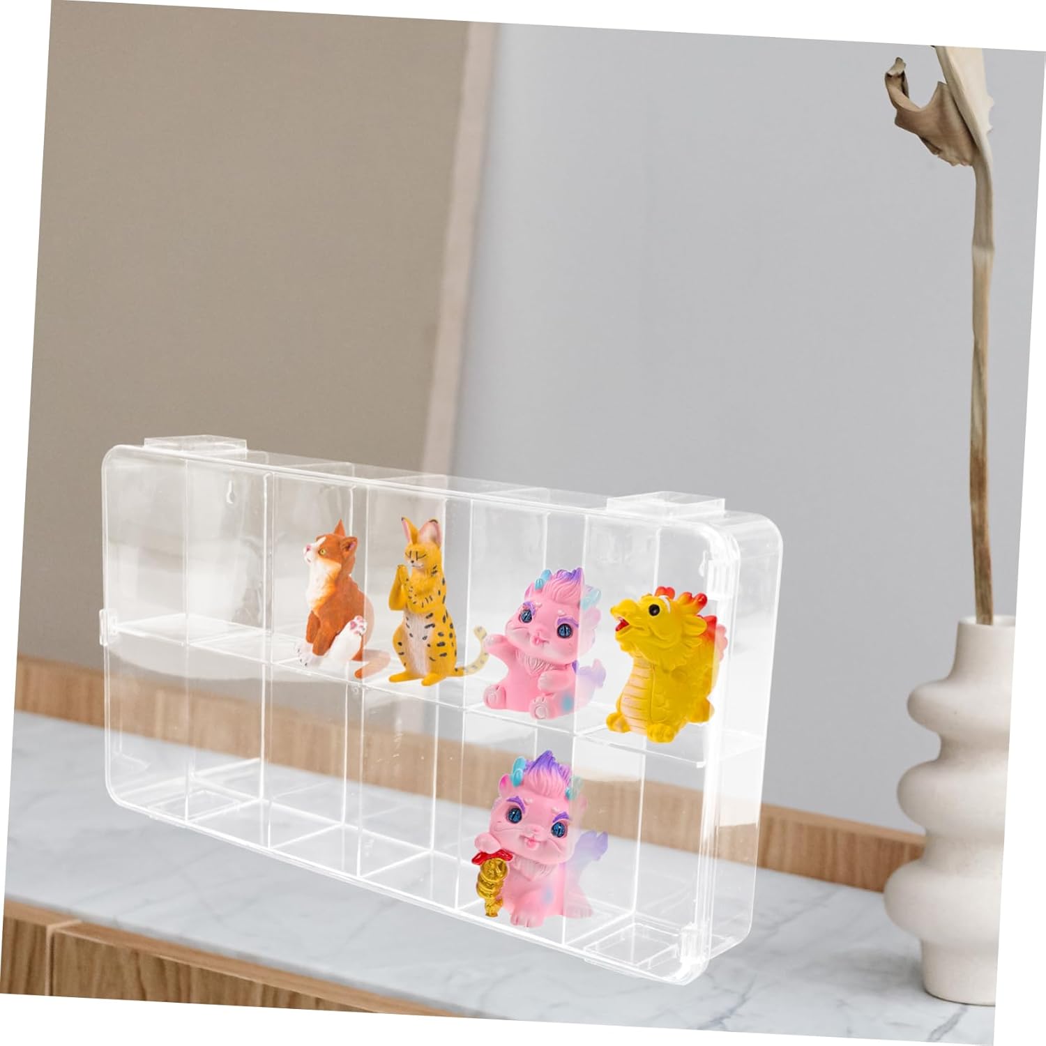 ERINGOGO 12grid Acrylic Display Box Organizer Figures Dolls and Collectibles Showcase for Toys and Models