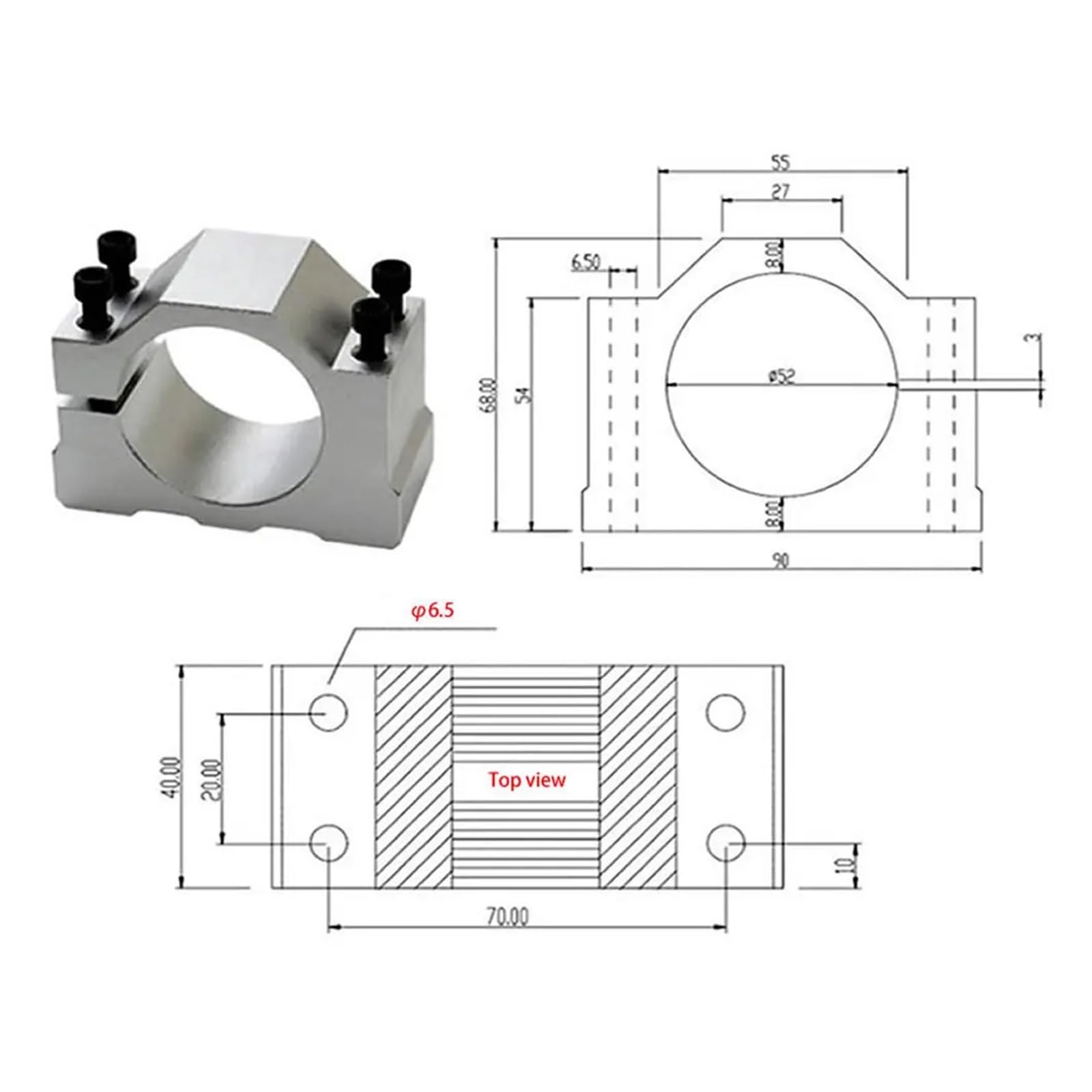Mandrino CNC da 500 W, motore raffreddato ad aria, mandrino a pinza ER11 ER16, alimentatore regolabile da 48 V da 0,5 kW Dissipazione del calore(500W with ER11)