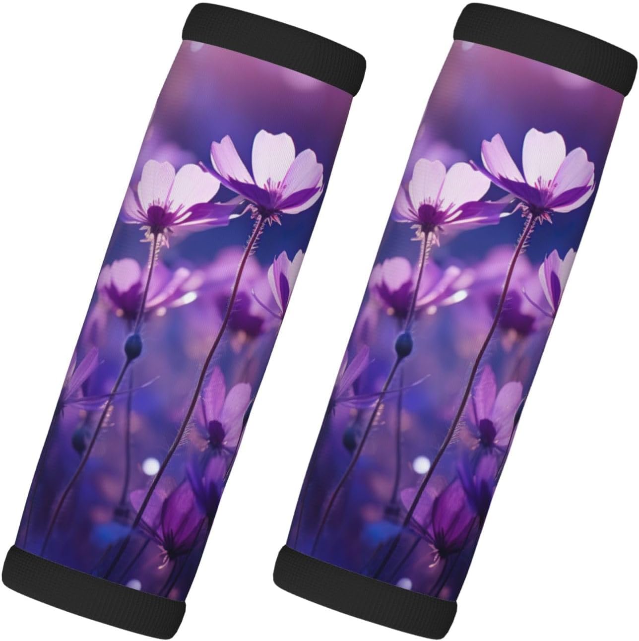 Purple Print Luggage Handle Wraps Luggage Identifiers Soft Neoprene Luggage Handle Wraps for Suitcase Trolley Handle Grip Cover 2 Pack Luggage Tags