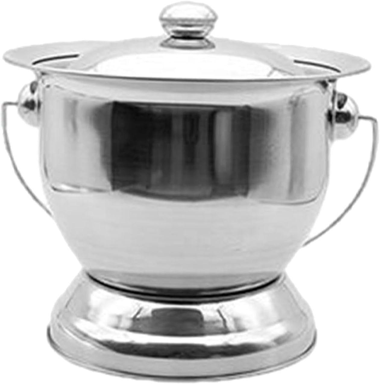 Generic Portable Chamber Pot Potty Toilet Urinal Sturdy Spittoon Container Multipurpose for Bedroom Indoor Kids Men Women, Silver
