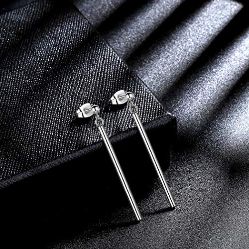Hipunk Bar Necklace Earrings Women Men 316L Stainless Steel Long Plain Vertical Bar Pendant Earrings 18k Gold/Black Gun Plated Fashion Dainty Jewelry4